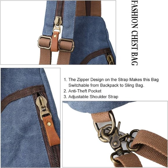 Women Small Casual Canvas Sling Crossbody Shoulder Backpack main image 6